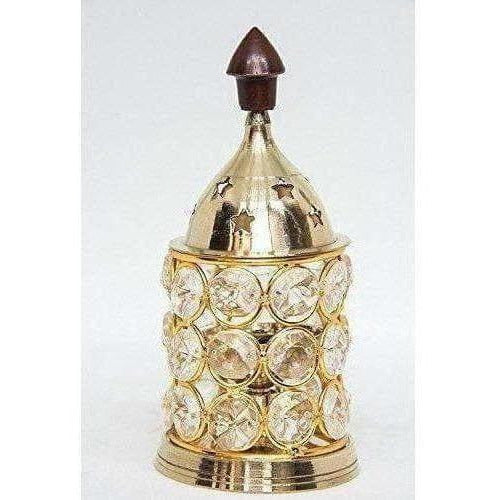Brass Akhand Diya -Diamond Crystal Deepak - Oil Lamp - Distacart