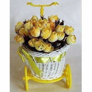 Cycle Shape Plastic Decoration Flower Vase with Peonies Bunch - Distacart