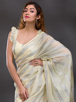 Thumbnail for Koskii Striped Beads & Stones Shimmer Saree - Distacart