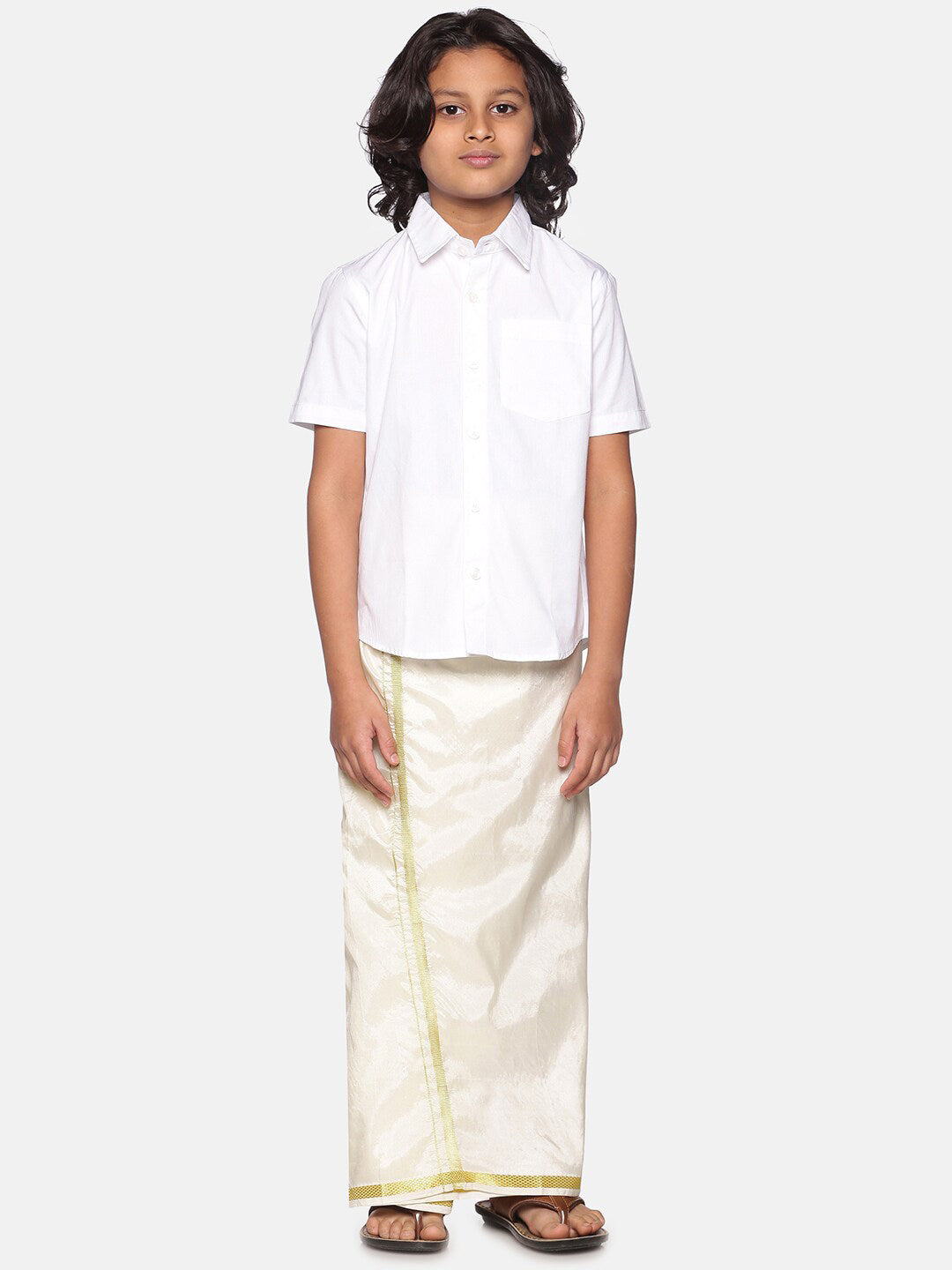 Sethukrishna Boys White Shirt with Readymade Dhoti - Distacart