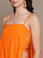 Thumbnail for HERE&NOW Striped Mirror Work High Slit Kurta with Palazzos - Distacart