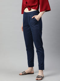 Thumbnail for Jaipur Kurti Women Navy Blue Trousers - Distacart