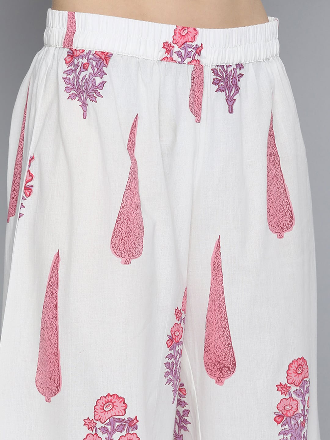 HERE&NOW Women Floral Printed Regular Pure Cotton Kurta with Palazzos & With Dupatta - Distacart