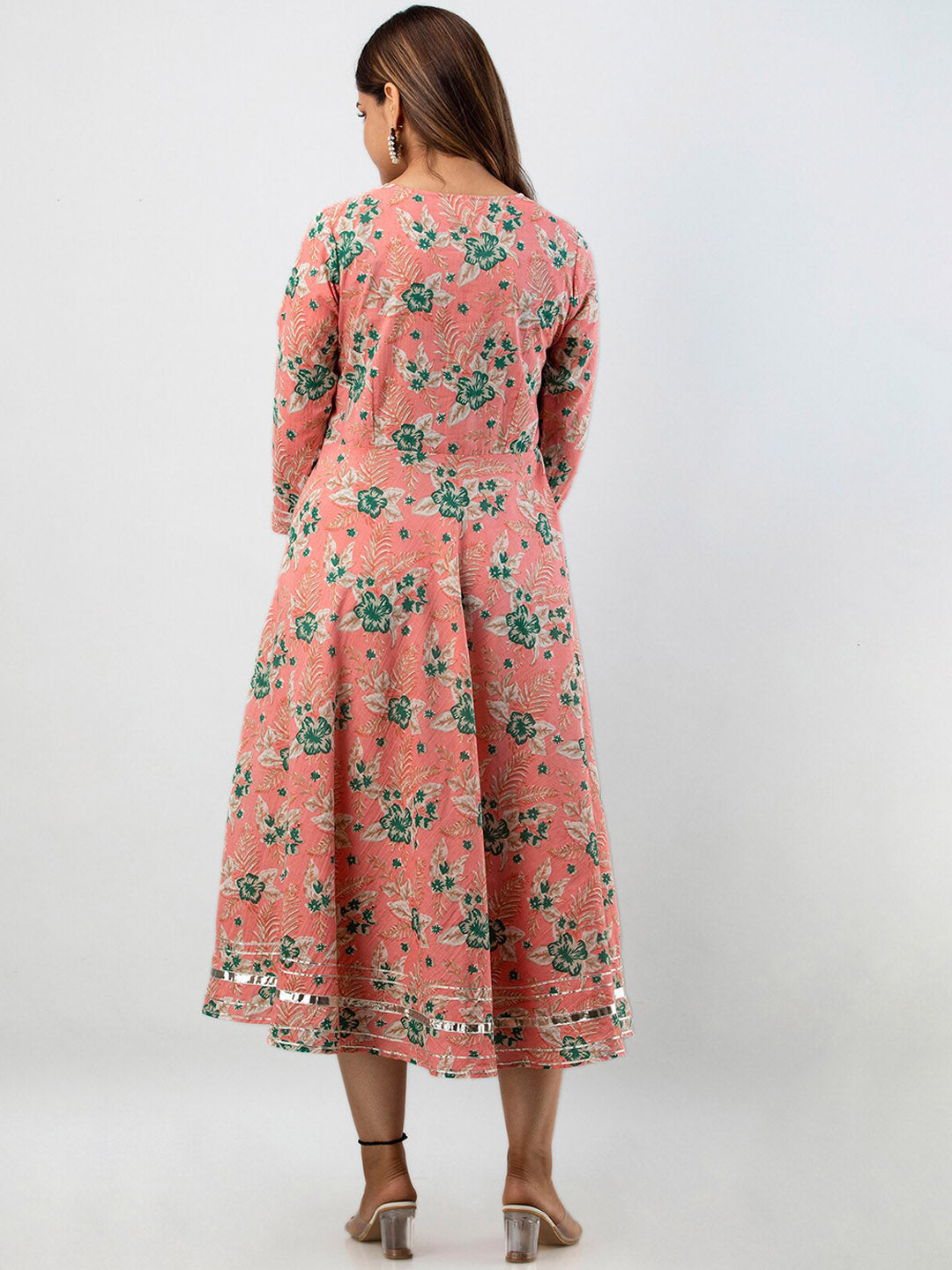 Kalini Women Orange Floral Printed Floral Anarkali Kurta - Distacart