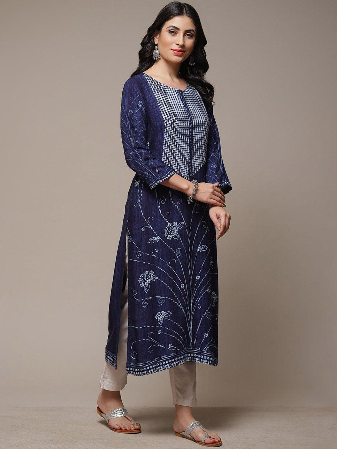Biba Floral Printed A-Line Kurta - Distacart