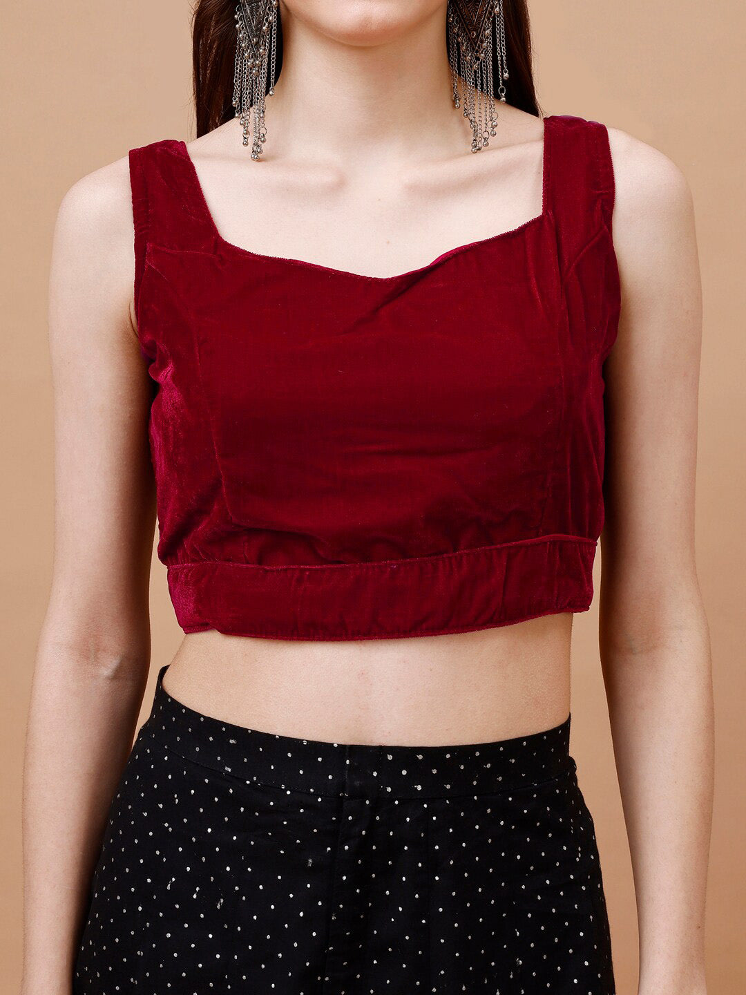 Tikhi Imli Sweetheart Neck Sleeveless Velvet Saree Blouse - Distacart