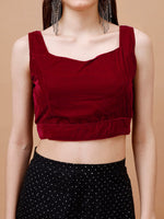 Thumbnail for Tikhi Imli Sweetheart Neck Sleeveless Velvet Saree Blouse - Distacart