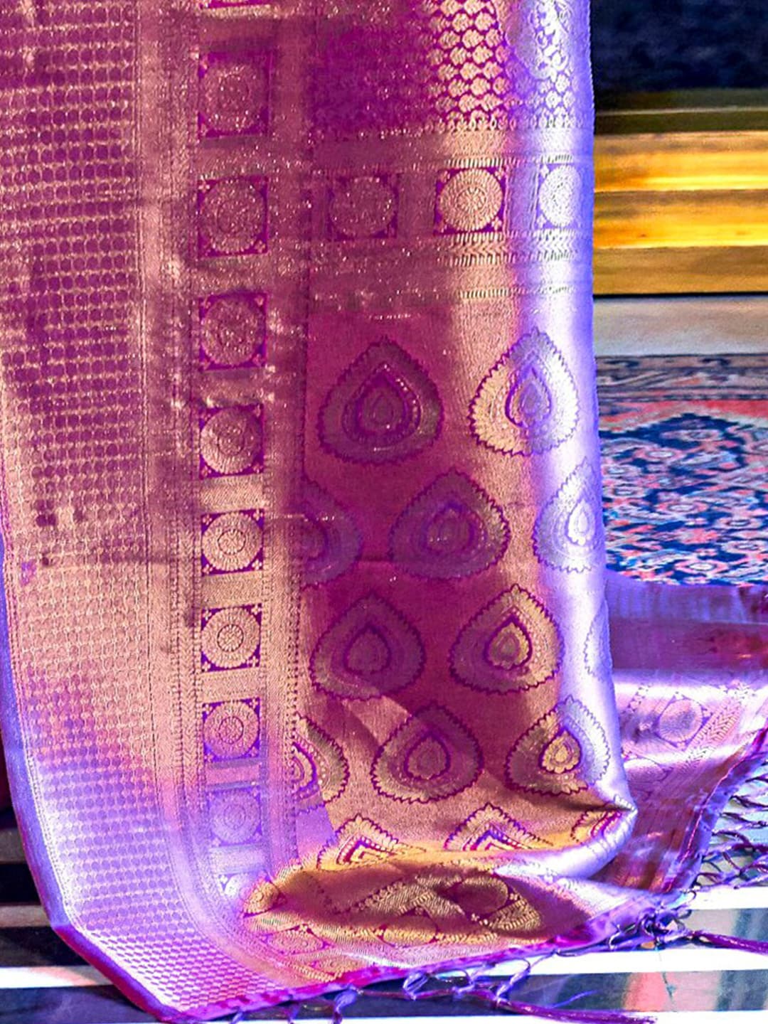 Mitera Purple Woven Design Kanjeevaram Silk Saree - Distacart
