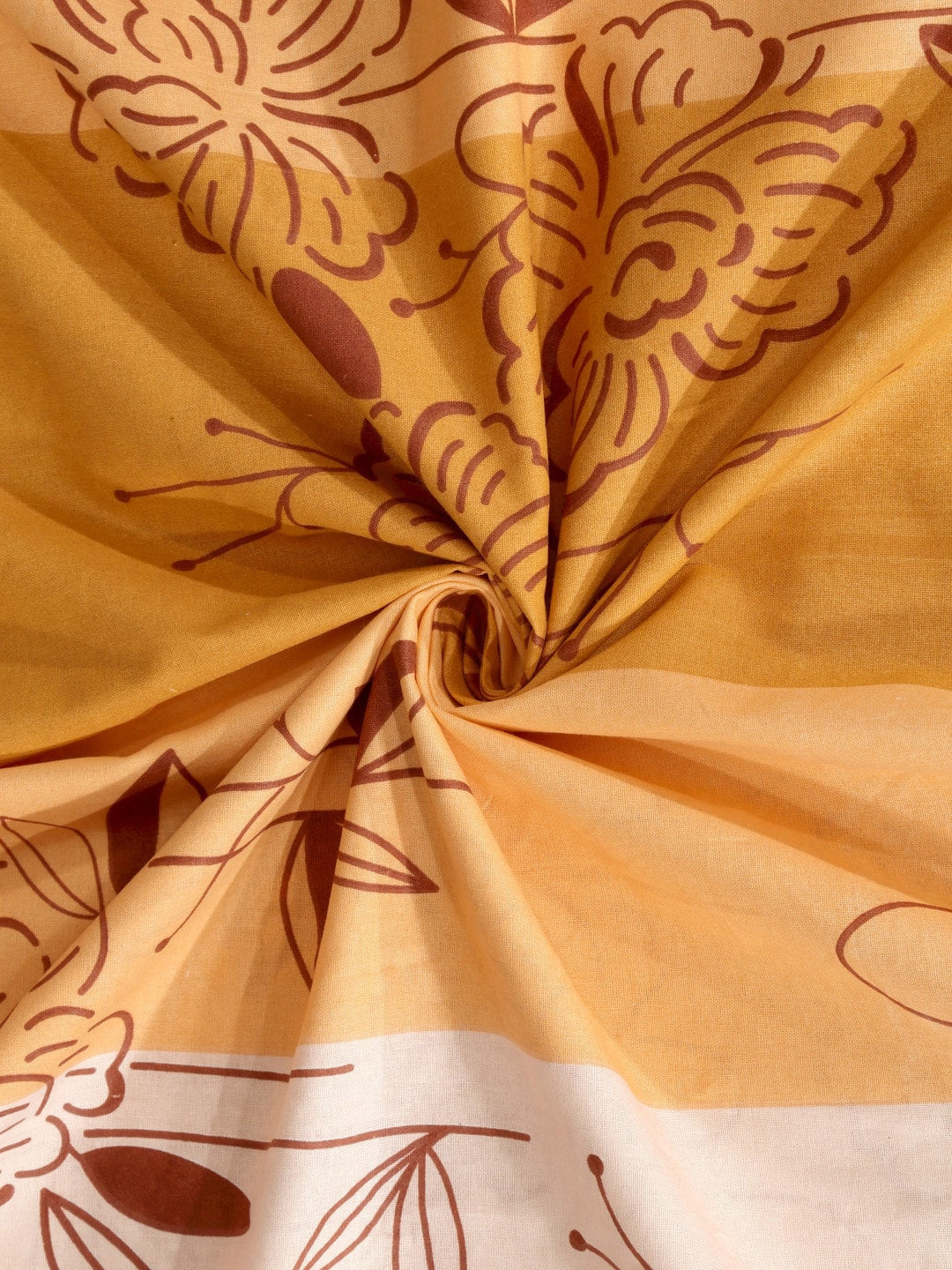 BOMBAY DYEING Beige & Yellow Printed Cotton 104 TC King Bedsheet With 2 Pillow Covers - Distacart