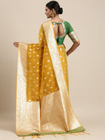 Thumbnail for Saree Mall Mustard Ethnic Motifs Zari Organza Banarasi Saree - Distacart