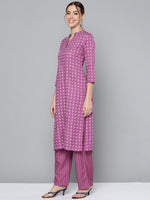 Thumbnail for HERE&NOW Women Purple Printed Regular Kurta with Palazzos - Distacart