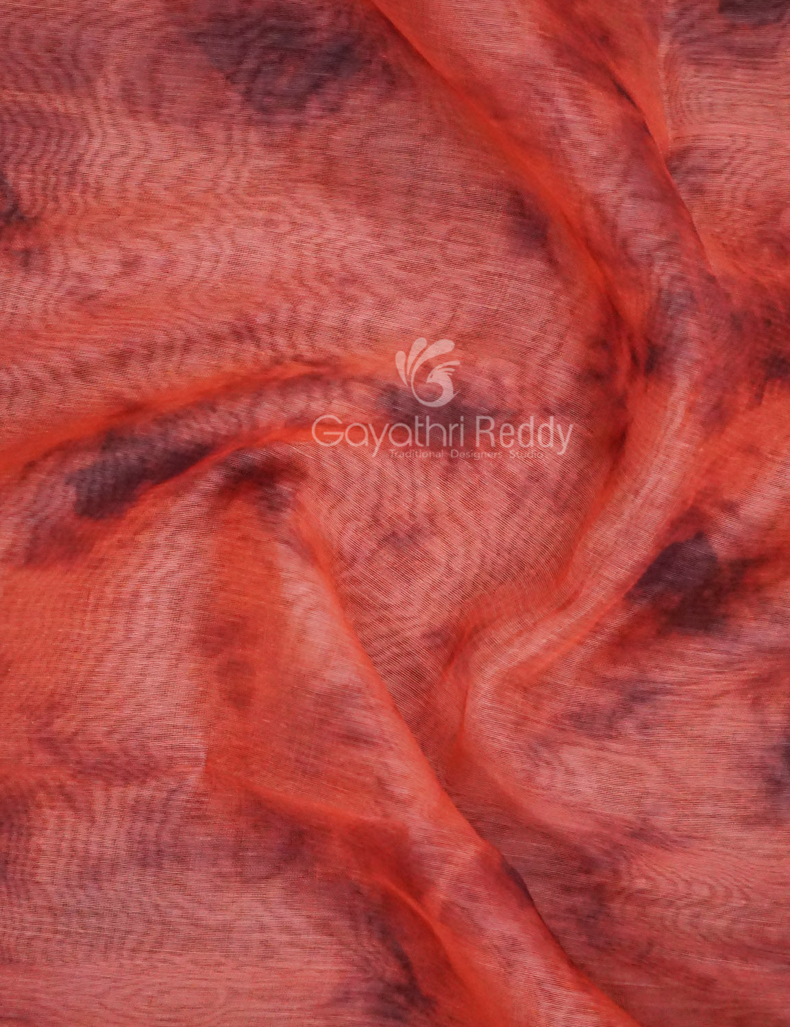 Shades of Peachish Orange Colour Shibori Print Semi Chanderi Saree By Gayathri Reddy Designer Studio - Distacart