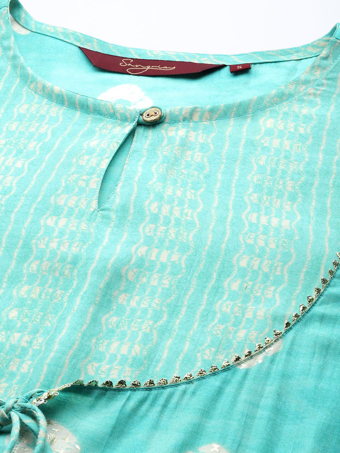 Sangria Women Ethnic Motifs Printed Empire Gotta Patti Kurta with Trousers - Distacart