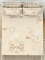 Thumbnail for SPACES Pattern Art Cream Printed Egyptian Cotton 350 TC King Bedsheet & 4 Pillow Covers - Distacart