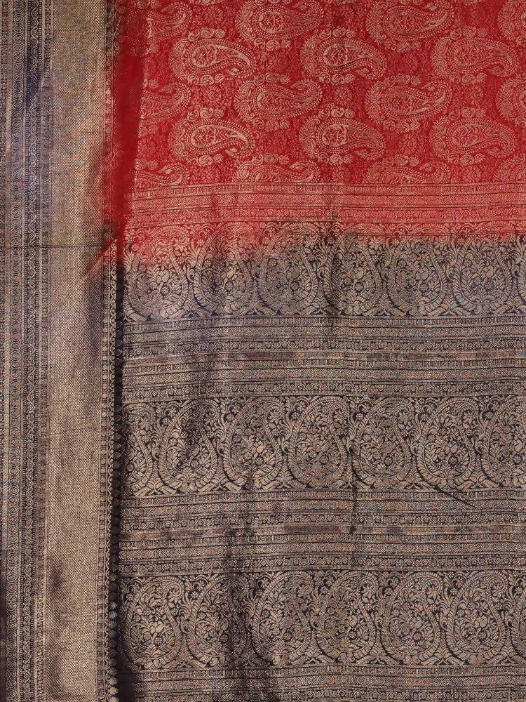 Kalamandir Ethnic Motifs Maroon Silk Blend Saree