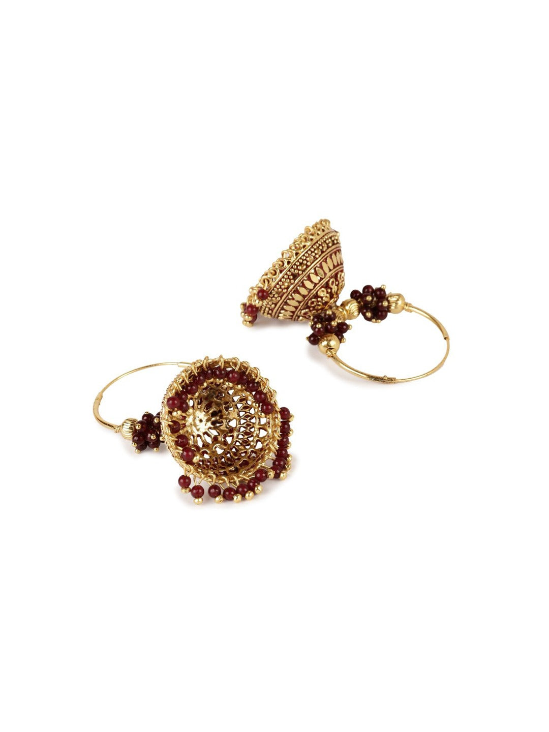 Gold-Plated Alloy Hoop And Jhumki Earrings - The Pari - Distacart