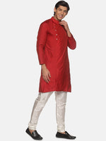 Thumbnail for Sethukrishna Men Maroon Angrakha Kurta with Pyjamas - Distacart