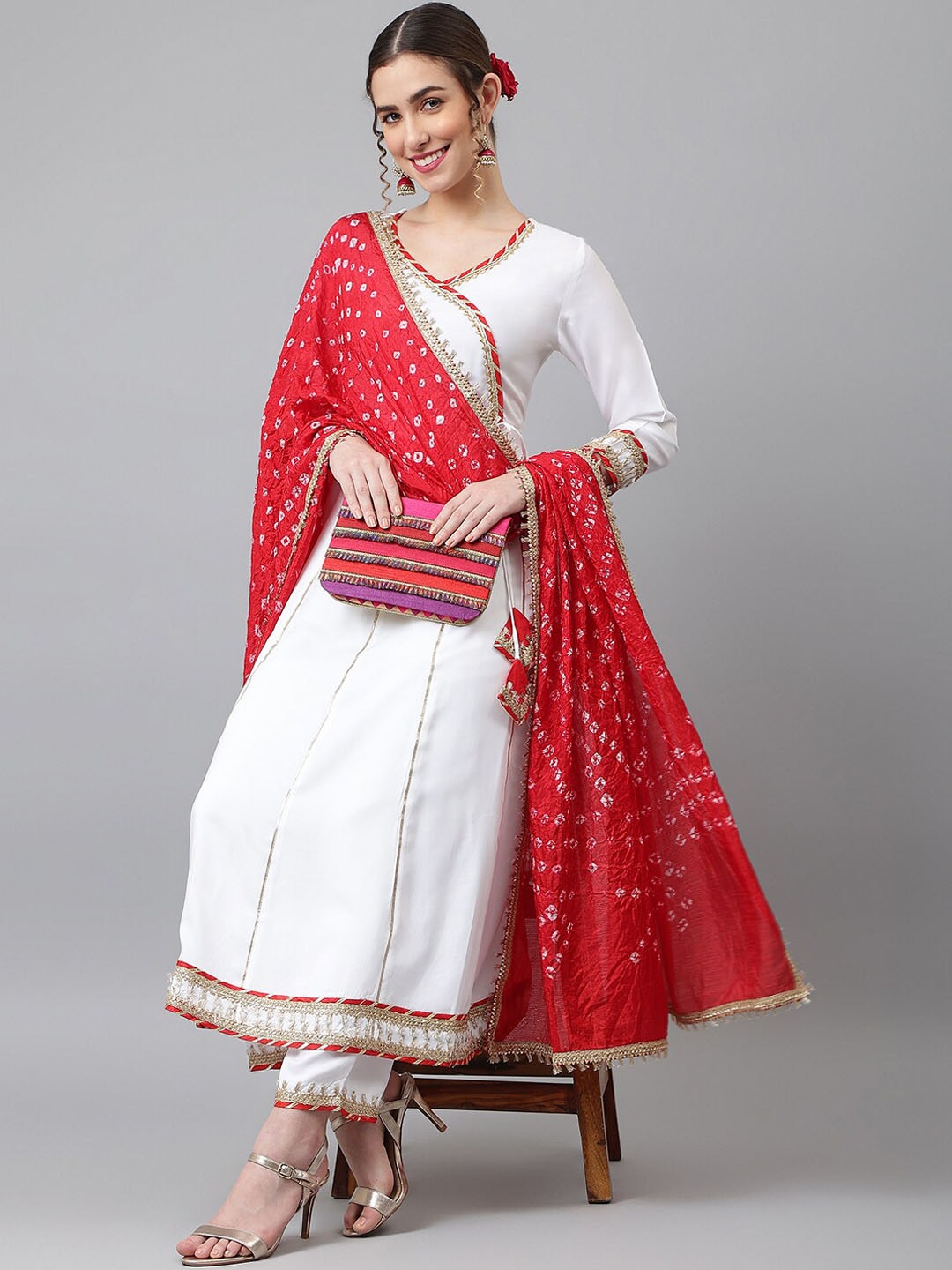 Khushal K Women Angrakha Kurta with Trousers & Dupatta - Distacart