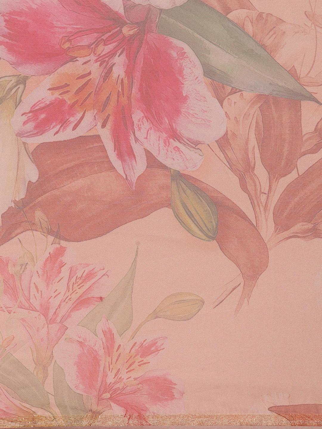Saree Mall Pink Floral Printed Organza Sarees - Distacart