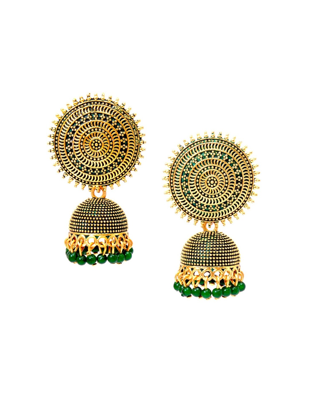 Gold-Plated Alloy Designer Brass Jhumki Earrings - The Pari - Distacart