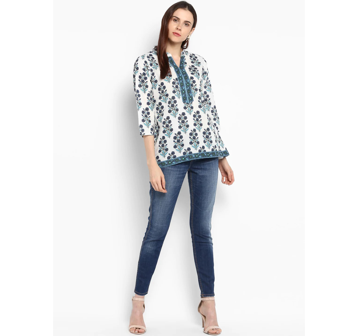 Wahe-NOOR Women's Off-White Printed A-Line Top1 - Distacart