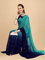 Thumbnail for Kalini Blue Striped Zari Saree - Distacart