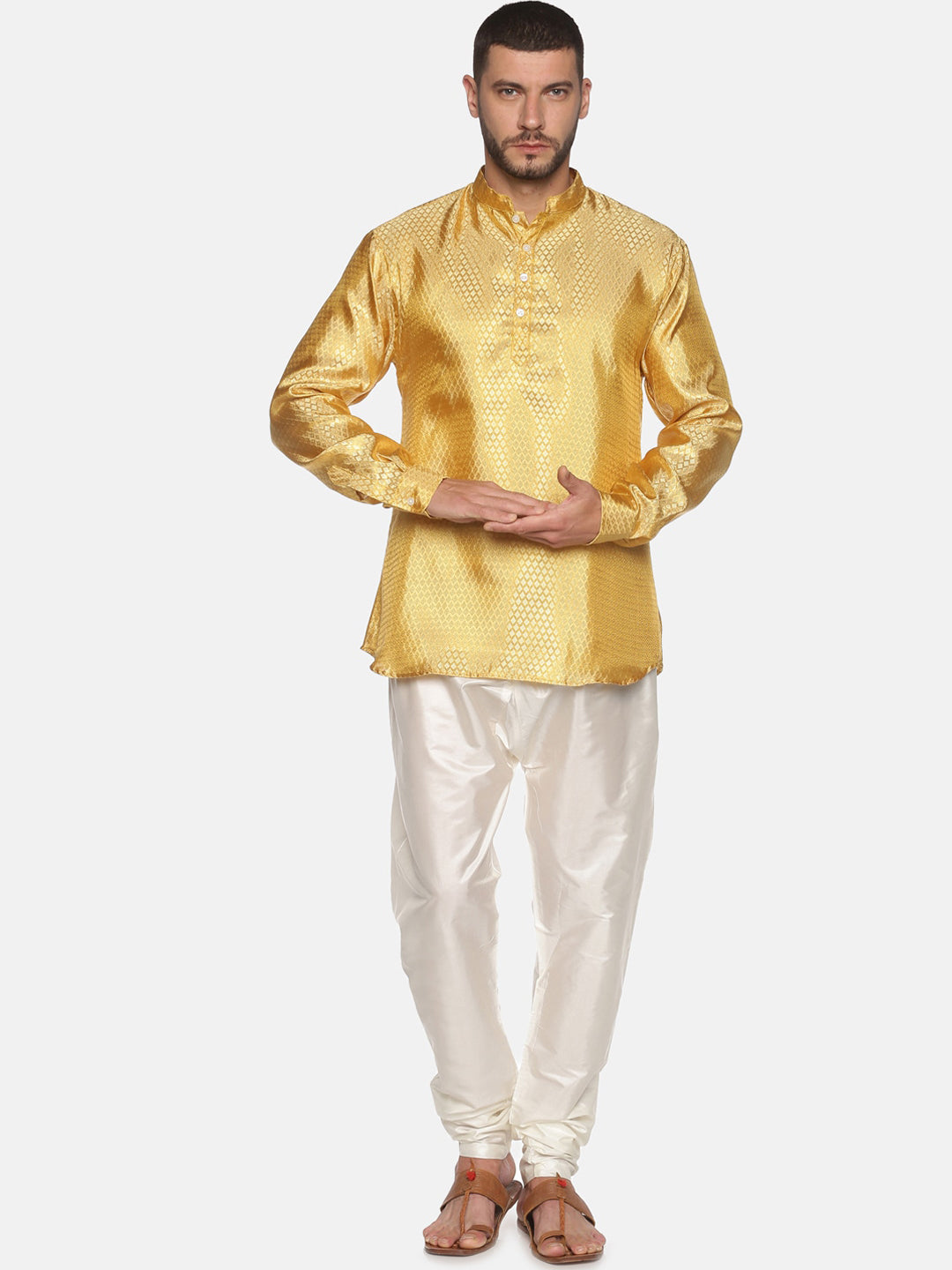 Sethukrishna Gold-Toned Mens Kurta with Pyjamas - Distacart