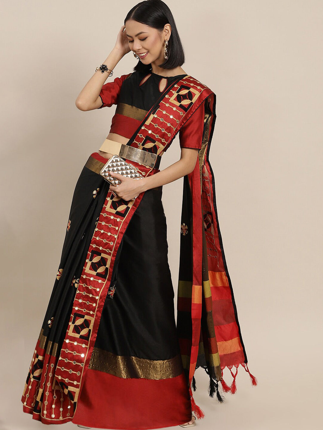 Kalini Ethnic Motifs Embroidered Silk Cotton Saree - Distacart