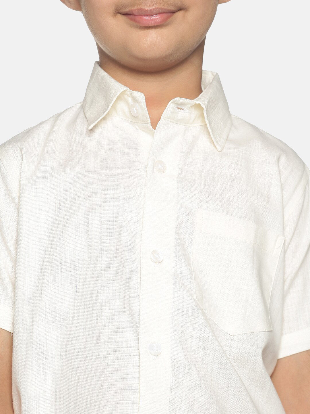 Sethukrishna Boys Cream-Coloured & Gold-Toned Pure Cotton Shirt with Dhoti - Distacart