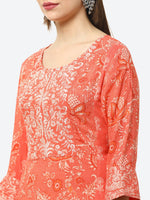 Thumbnail for Biba Women Coral Orange Printed Kurta - Distacart