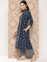 Thumbnail for Kalini Ethnic Motifs Printed Pleated Pure Cotton Kurta with Palazzos & Dupatta - Distacart