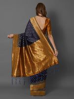 Thumbnail for Mitera Navy Blue Silk Blend Woven Design Banarasi Saree - Distacart