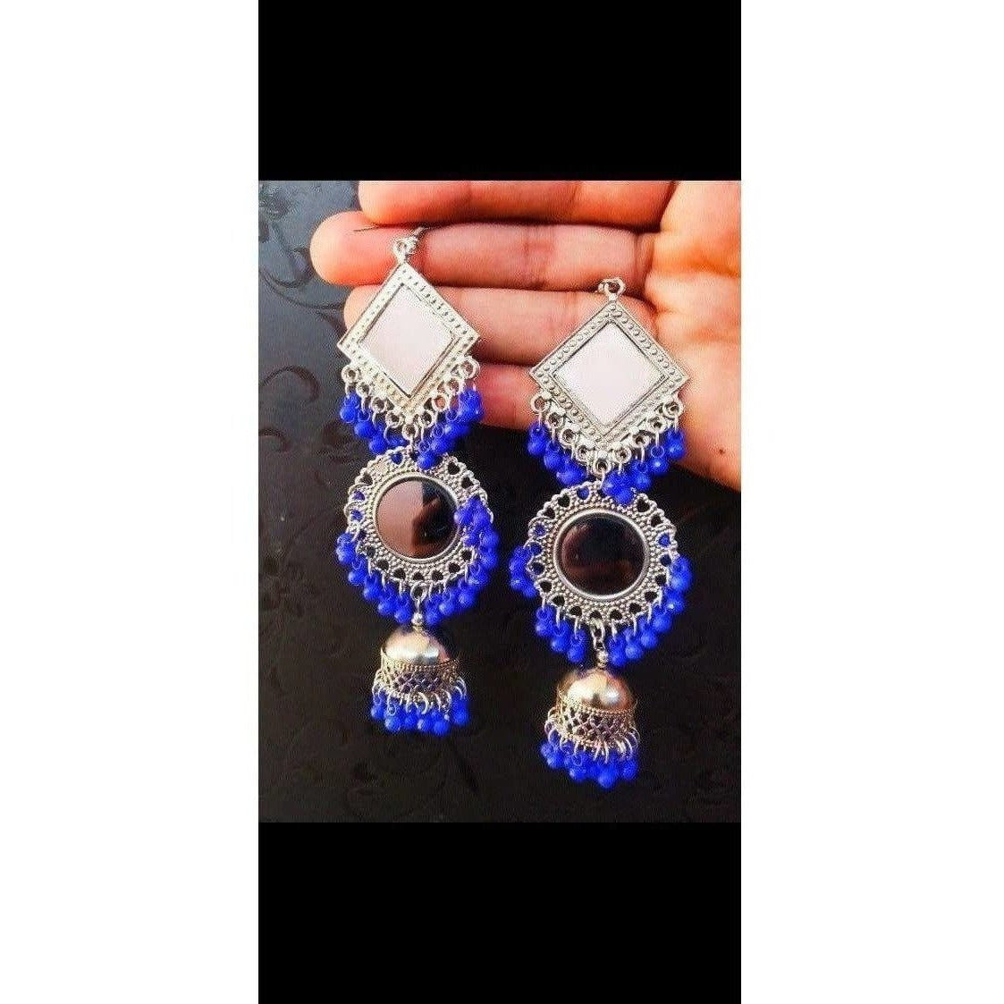 Muskan Fancy Oxidized Mirror Jhumki Earrings