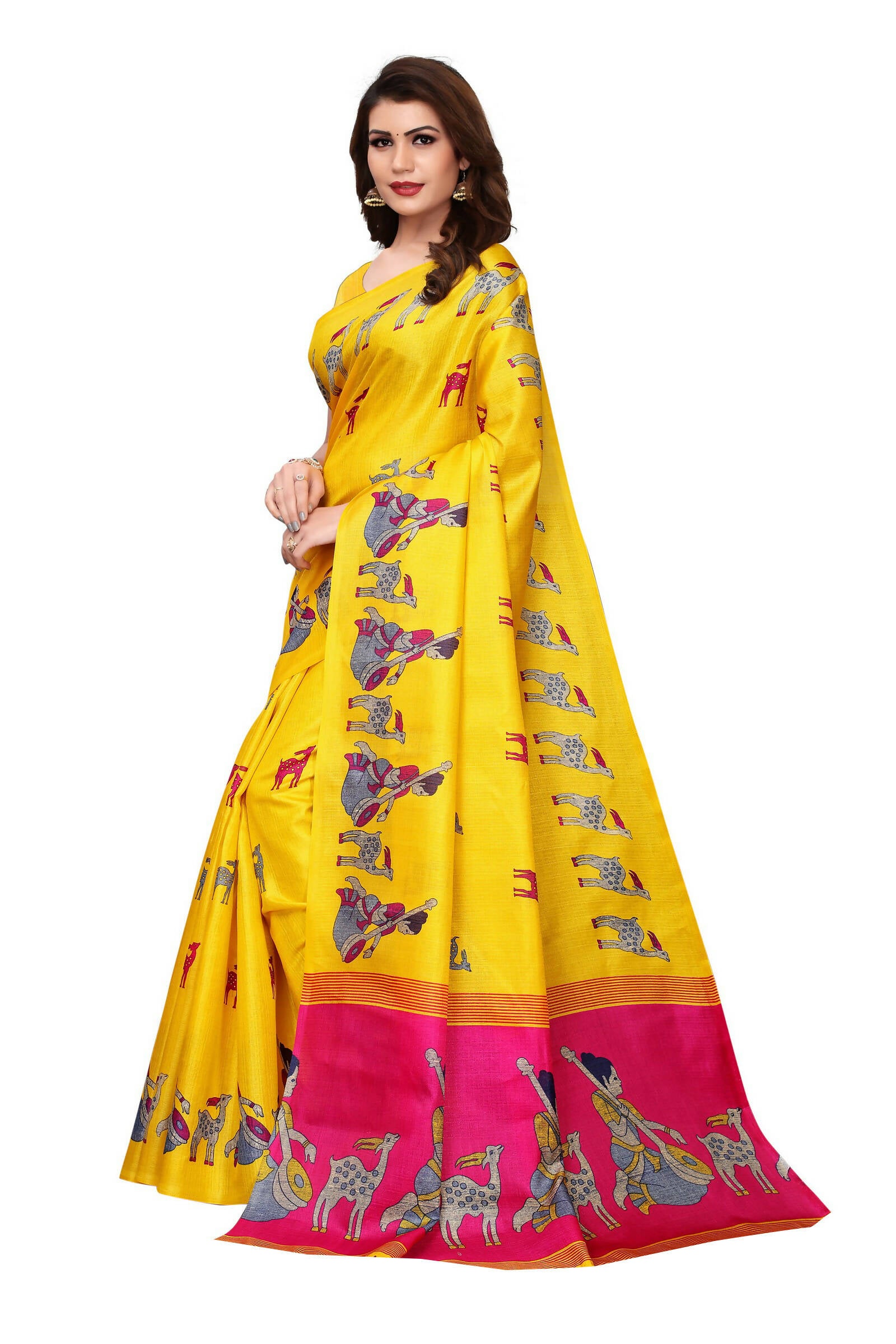 Vamika Yellow Color Kalamkari With Jhalar Khadi Silk Saree - Distacart