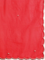 Thumbnail for Sangria Women Red & White Ethnic Embellished Beaded Kurta with Trousers & Dupatta - Distacart