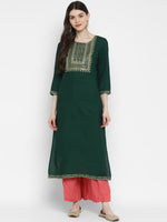 Thumbnail for Kalini Women Green Ethnic Motifs Embroidered Kurta - Distacart