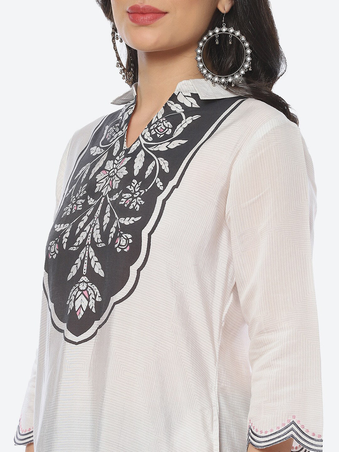 Biba Shirt Collar Floral Printed Kurta With Harem Pants - Distacart