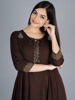 Thumbnail for Kalini Women Brown Printed Anarkali Kurta - Distacart