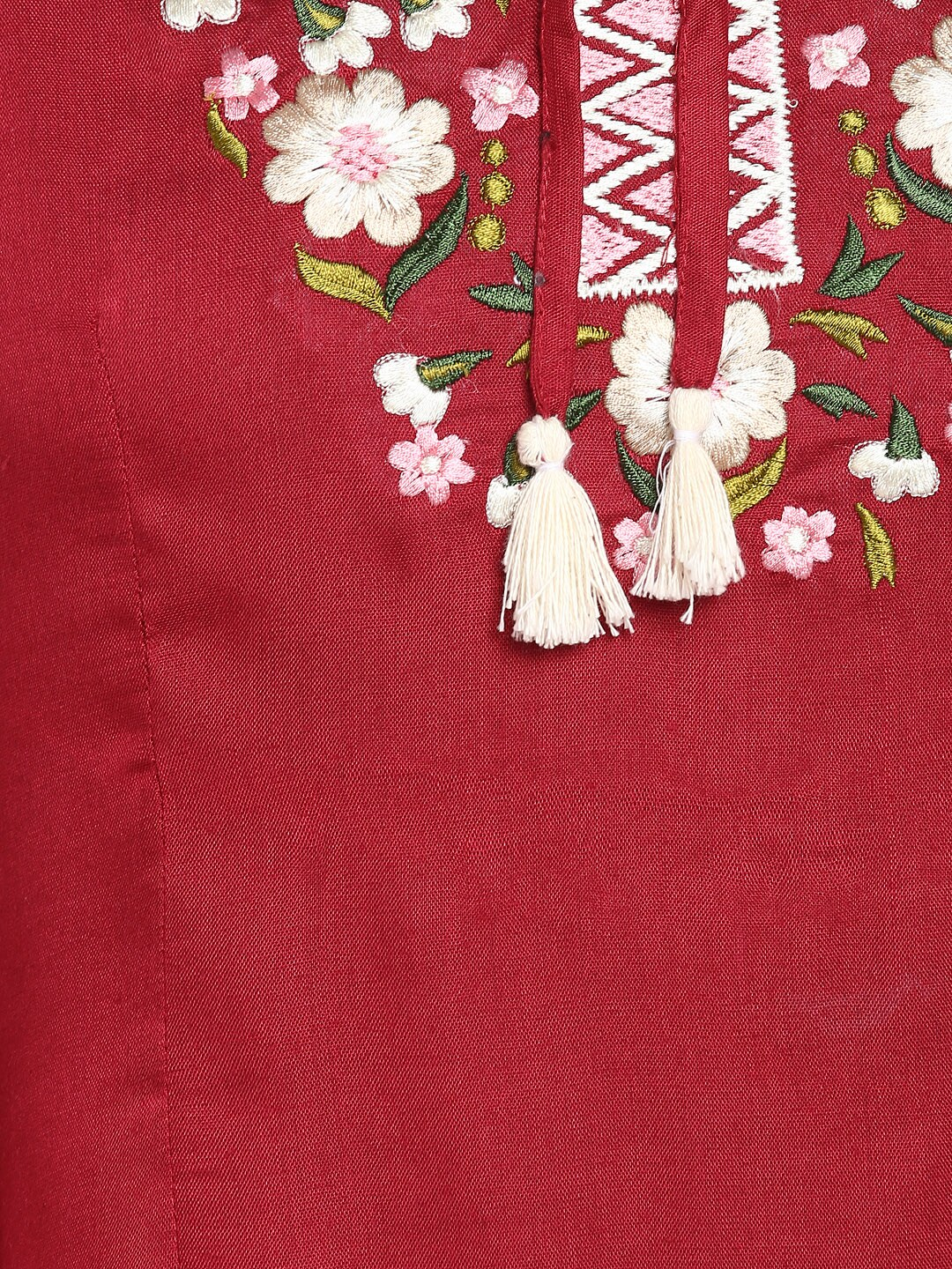 Wahe-NOOR Women's Maroon Embellished A-Line Top - Distacart