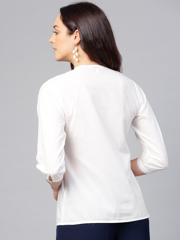 description wahe noor women s white tunic with embroidered detail white