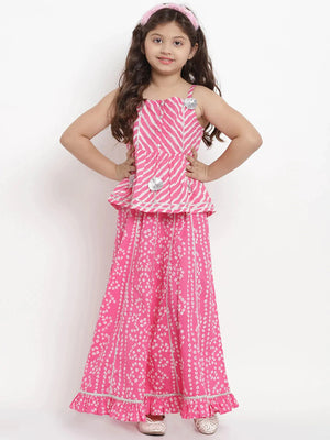 NOZ2TOZ Pink & White Lehenga & Blouse Set For Girls - Distacart