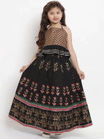 Thumbnail for NOZ2TOZ Black & Gold Printed Lehenga & Blouse Set For Girls - Distacart