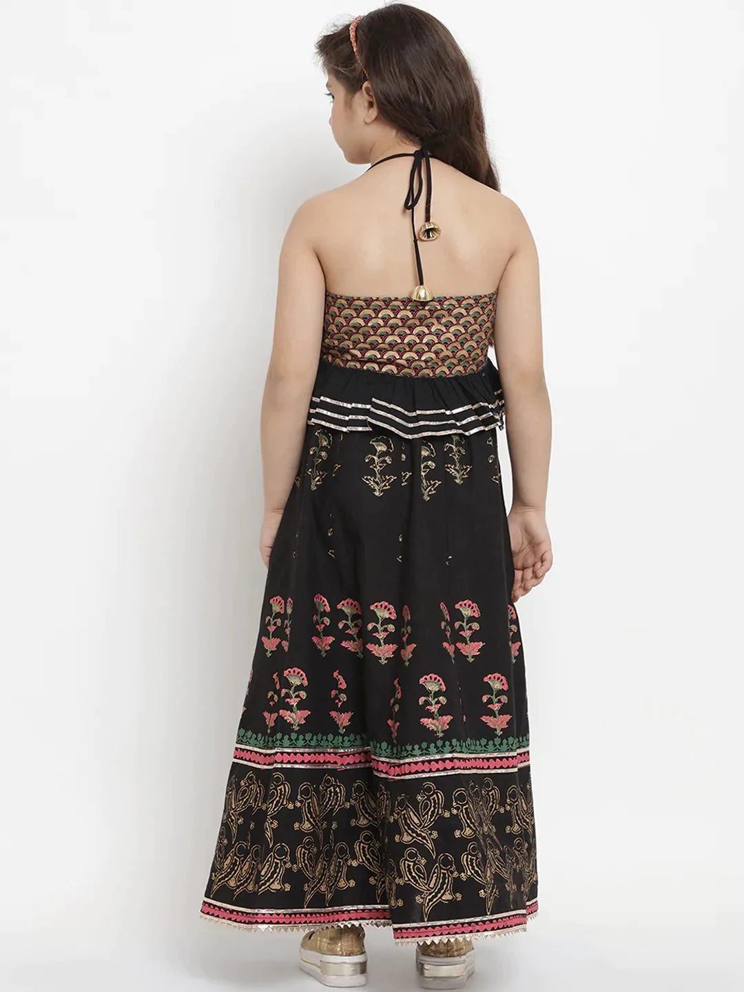 NOZ2TOZ Black & Gold Printed Lehenga & Blouse Set For Girls - Distacart