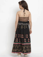 Thumbnail for NOZ2TOZ Black & Gold Printed Lehenga & Blouse Set For Girls - Distacart