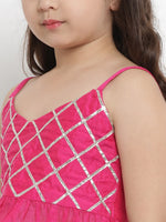 Thumbnail for NOZ2TOZ Fuchsia Pink & Turquoise Blue Lehenga & Blouse Set For Girls - Distacart