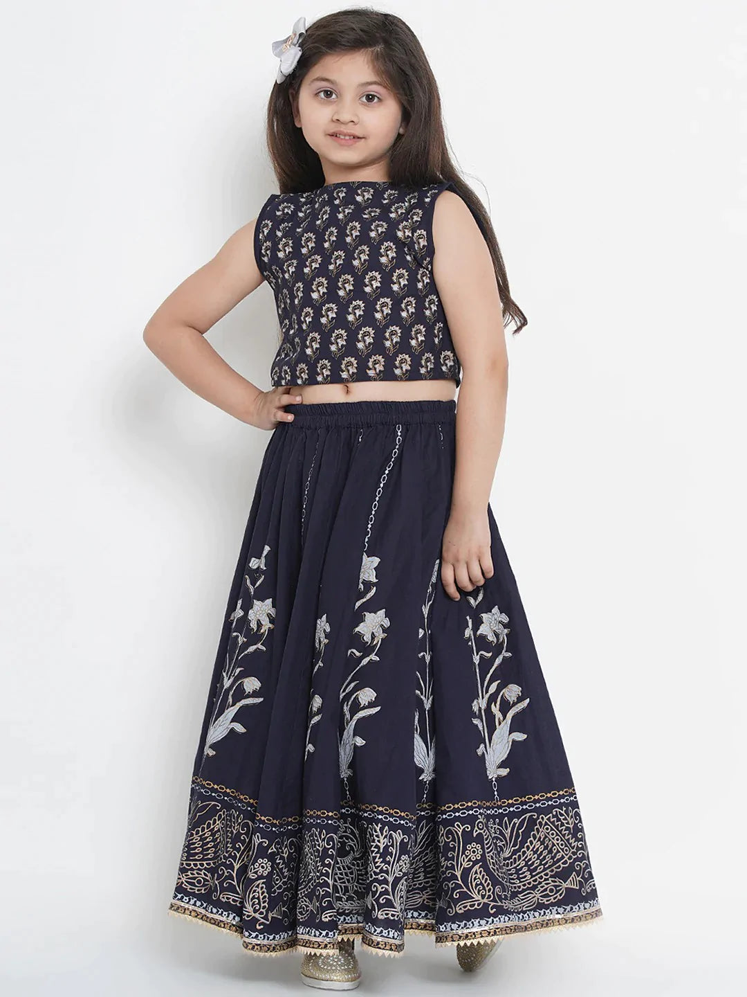 NOZ2TOZ Navy Blue Lehenga & Blouse Set For Girls - Distacart