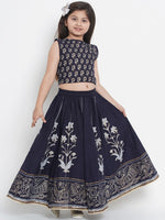 Thumbnail for NOZ2TOZ Navy Blue Lehenga & Blouse Set For Girls - Distacart
