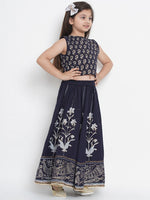 Thumbnail for NOZ2TOZ Navy Blue Lehenga & Blouse Set For Girls - Distacart