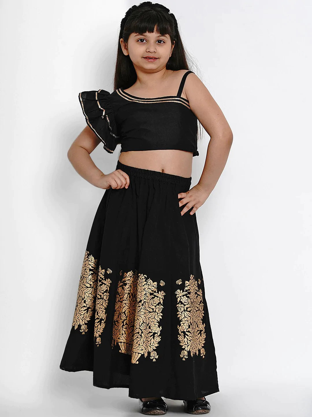 NOZ2TOZ Black Printed Lehenga & Blouse Set For Girls - Distacart