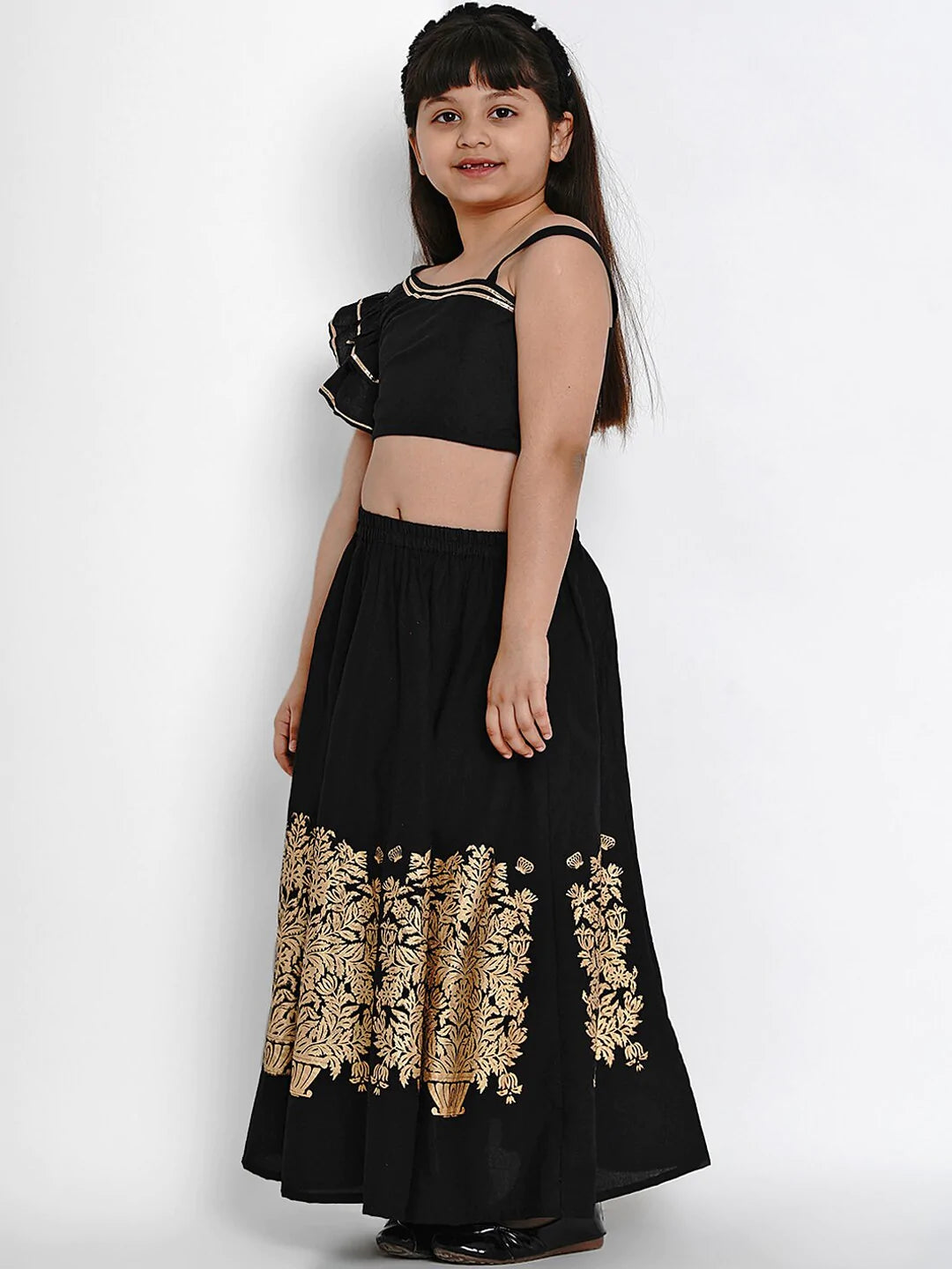 NOZ2TOZ Black Printed Lehenga & Blouse Set For Girls - Distacart